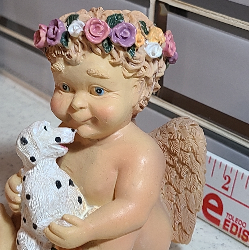 Unique Vintage Cherub with Dalmatian Figurine